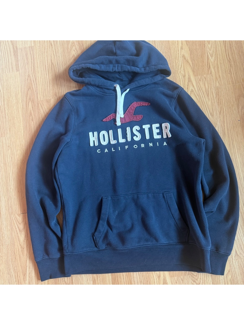 Hollister Navy Blue Embroidered Hoodie Size Medium